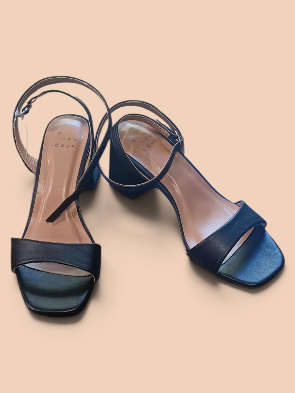 a new day Navy Block Heel Ankle-Strap Sandals